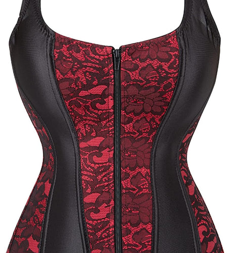 Women Sexy Boned Lace up Corsets and Strap Bustiers Top Overbust Shaper