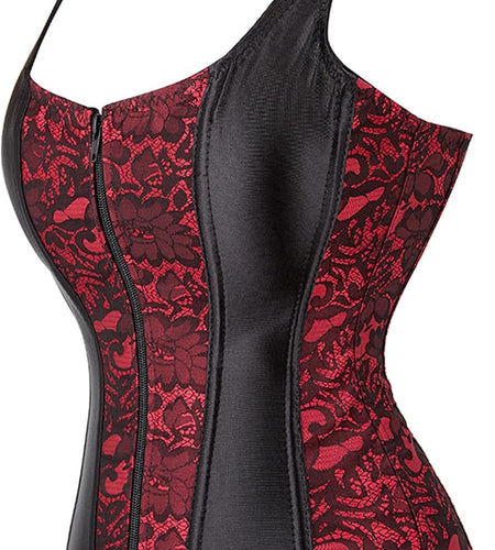 Women Sexy Boned Lace up Corsets and Strap Bustiers Top Overbust Shaper